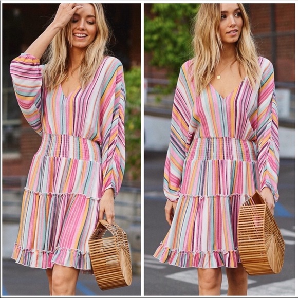 colorsandbloom Dresses & Skirts - Last! Gorgeous Striped V-Neck Midi Dress
